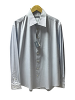 Men's Formal Shirt – Sleek Slim Fit, Metallic White