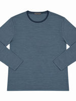Men's Patterned Long Sleeve Scoop Neck Pajama T-Shirt, Blue Grey