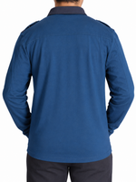 Men's Long-Sleeve Utility Polo Shirt, Steel Blue