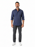 Men's Oxford Stripe Shirt – E-Z Fit Comfort, Purple