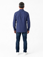 Men's Oxford Stripe Shirt – E-Z Fit Comfort, Purple