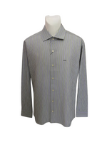 Men's Cotton Striped Long Sleeve Tailored Fit Formal Shirt, Green