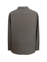 Men's Solid Long Sleeve Logo Print Slim Fit Formal Shirt, Brown
