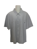 Men's Striped Short Sleeve Double Pocket Regular Fit Formal Shirt, Lava White