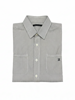 Men's Striped Short Sleeve Double Pocket Regular Fit Formal Shirt, Lava White
