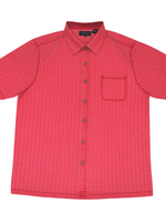Men's Silk Short Sleeve Patterned Relaxed Fit Casual Shirt, Red