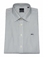 Men's Cotton Striped Long Sleeve Tailored Fit Formal Shirt, Grey