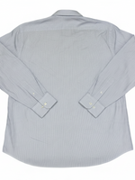 Men's Cotton Striped Long Sleeve Tailored Fit Formal Shirt, Grey