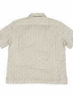 Men's Silk Patterned Short Sleeve Relaxed Fit Casual Shirt, White