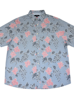 Men's Cotton Graphic Short Sleeve Relaxed Fit Casual Shirt, Light Blue