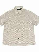 Men's Silk Patterned Short Sleeve Relaxed Fit Casual Shirt, White