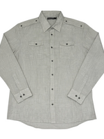 Men's Solid Double Pockets Long Sleeve Slim Fit Casual Shirt, Grey