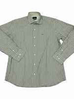 Men's Cotton Striped Long Sleeve Tailored Fit Formal Shirt, Green