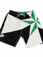 Men's Print Swim Board-shorts with Adjustable Drawstrings & Brand Name, White
