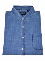 Men's Silk Short Sleeve Patterned Relaxed Fit Casual Shirt, Blue