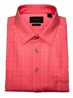 Men's Silk Short Sleeve Patterned Relaxed Fit Casual Shirt, Red