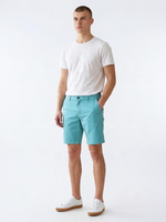 North Coast men's slim fit turquoise cotton chino shorts with button closure and pockets