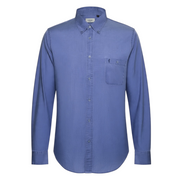Men's Denim Style Long Sleeve Collared Regular Fit Casual Shirt, Blue