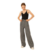Women's Mid-Rise Plaid Wide-Leg Pants – Effortless Chic