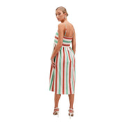 Women's Striped Multicolor Midi Dress – Vibrant & Flowy