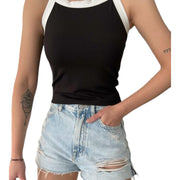 Women's Ribbed Black Tank Top, Black