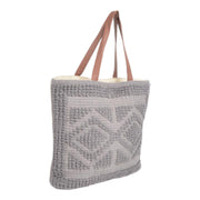 Hand-Tufted Grey Cotton Tote – Elegant & Spacious