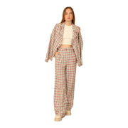 Women's Mid-Rise Plaid Wide-Leg Pants – Effortless Chic