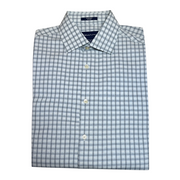 Men's Checkered Long Sleeve Shirt – Timeless Formal Look, Aqua