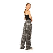 Women's Mid-Rise Plaid Wide-Leg Pants – Effortless Chic