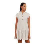 Women's Linen Mini Dress – Effortlessly Chic, Off-White