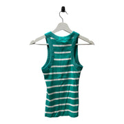 Women's Striped Ribbed Tank – Casual Summer Essential,  Green & White