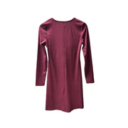 Women's Long Sleeve Ribbed Dress, Maroon