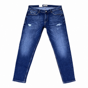 Men's Slim Fit Ripped Jeans, Dark Blue Wash