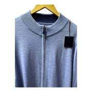 Men's Wool Zip-Up Sweater – Ultra Lightweight & Stylish, Baby Blue
