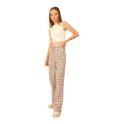 Women's Mid-Rise Plaid Wide-Leg Pants – Effortless Chic