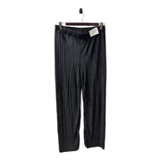 Women's Black Plissé Wide-Leg Trousers – Elegant & Effortless