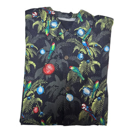 Men's Jungle Bells Silk Shirt – Tropical Elegance, Dark Grey