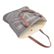 Hand-Tufted Grey Cotton Tote – Elegant & Spacious