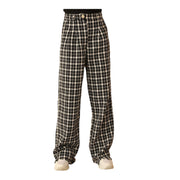Women's Mid-Rise Plaid Wide-Leg Pants – Effortless Chic
