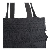 Hand-Tufted Navy Cotton Tote – Boho Chic & Artisanal Charm