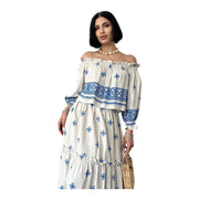 Women's Boho Off-Shoulder Maxi Set – Elegant & Flowy
