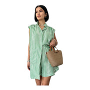 Women's Striped Cotton Vest & Shorts Set – Effortless Chic