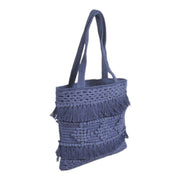 Hand-Tufted Navy Cotton Tote – Boho Chic & Artisanal Charm