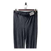 Women's Black Plissé Wide-Leg Trousers – Elegant & Effortless