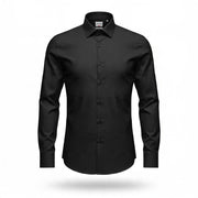 Men's Classic Solid Long Sleeve Comfort Fit Formal Shirt, Black