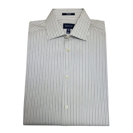 Men's Striped Long Sleeve Shirt – Timeless & Elegant, Off-White