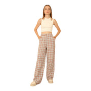 Women's Mid-Rise Plaid Wide-Leg Pants – Effortless Chic