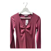 Women's Long Sleeve Ribbed Dress, Maroon