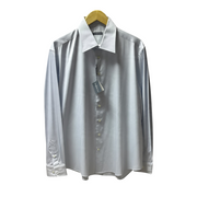 Men's Formal Shirt – Sleek Slim Fit, Metallic White