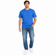 Men's T-Shirt – Word Grid Logo Graphic in Blue